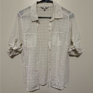 Croft & Barrow White Cotton Button-Down Shirt | Size M